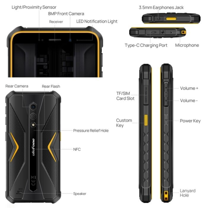 Ulefone Armor X12 Pro, IP68/IP69K Rugged Phone, 5.45 inch Android 13 MediaTek Helio G36 Octa Core, Network: 4G, NFC, 4GB+64GB - Image 16