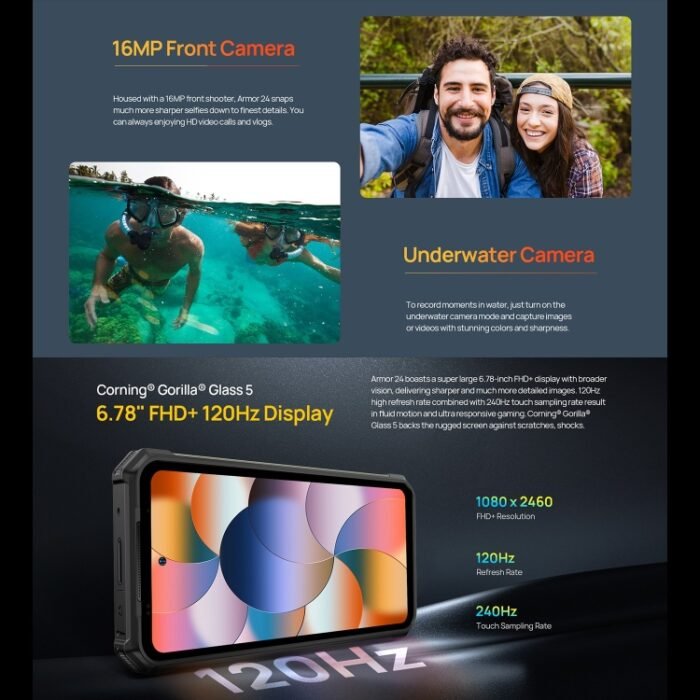 Ulefone Armor 24, Rugged Phone, Side Fingerprint, 22000mAh, 6.78 inch Android 13 MediaTek Helio G96 Octa Core, Network: 4G, NFC, Armor 24 - Image 10