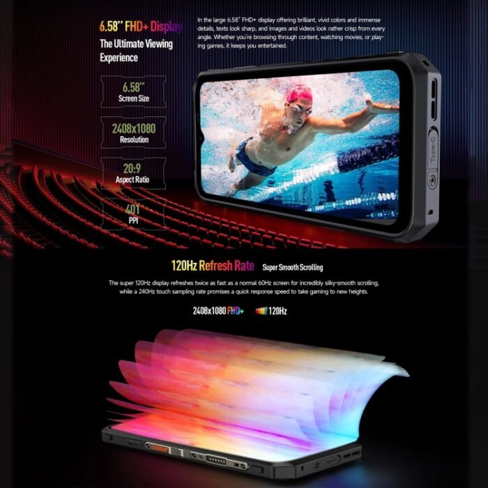 Ulefone Power Armor 18 Ultra Version 5G Thermometer Rugged Phone, Side Fingerprint, 6.58 inch Android 13 MediaTek Dimensity 7050 Octa Core up to 2.6GHz, Network: 5G, NFC, OTG, Power Armor 18 Ultra Version - Image 8