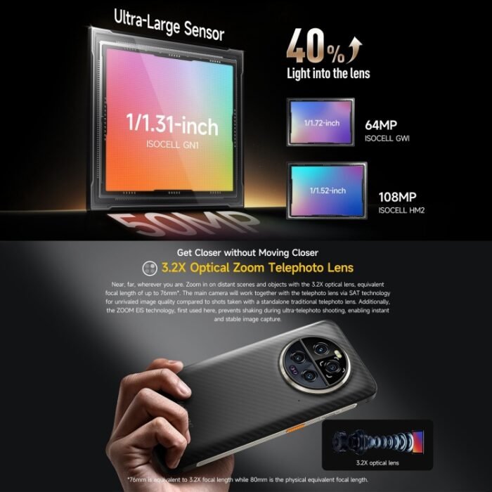 Ulefone Armor 23 Ultra Rugged Phone, 6.78 inch Android 13 MediaTek Dimensity 8020 Octa Core up to 2.6GHz, Network: 5G, NFC, OTG, Satellite Messaging, 12GB+512GB - Image 11