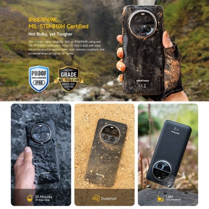 Ulefone Armor 23 Ultra Rugged Phone, 6.78 inch Android 13 MediaTek Dimensity 8020 Octa Core up to 2.6GHz, Network: 5G, NFC, OTG, Satellite Messaging, 12GB+512GB - Image 8
