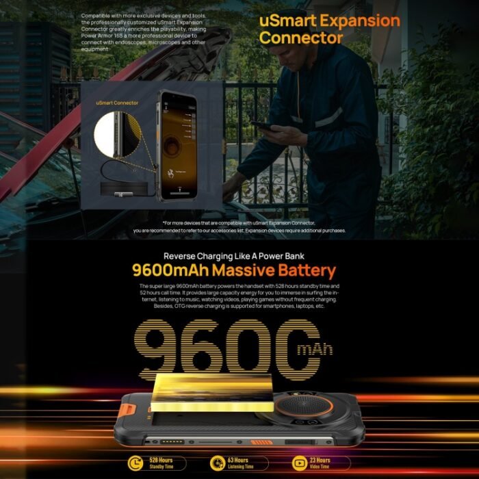 Ulefone Power Armor 16S Rugged Phone, 9600mAh Battery, Side Fingerprint, 5.93 inch Android 13 Unisoc T616 Octa Core up to 2.0GHz, Network: 4G, NFC, OTG, Armor 16S - Image 7