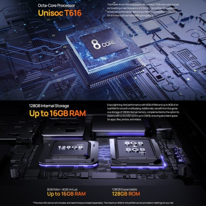 Ulefone Power Armor 16S Rugged Phone, 9600mAh Battery, Side Fingerprint, 5.93 inch Android 13 Unisoc T616 Octa Core up to 2.0GHz, Network: 4G, NFC, OTG, Armor 16S - Image 9