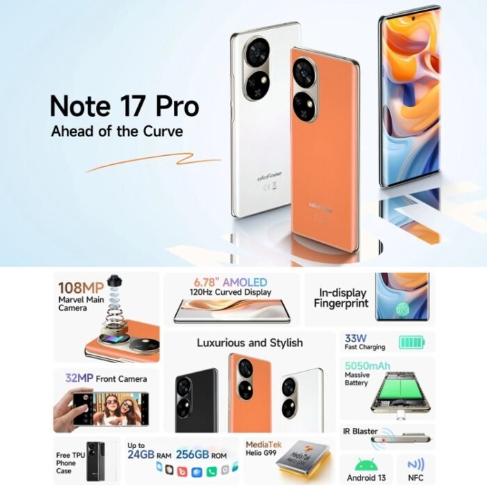 Ulefone Note 17 Pro, Screen Fingerprint, 6.78 inch Android 13 MediaTek Helio G99 MTK6789 Octa Core, NFC, Network: 4G, 12GB+256GB - Image 2