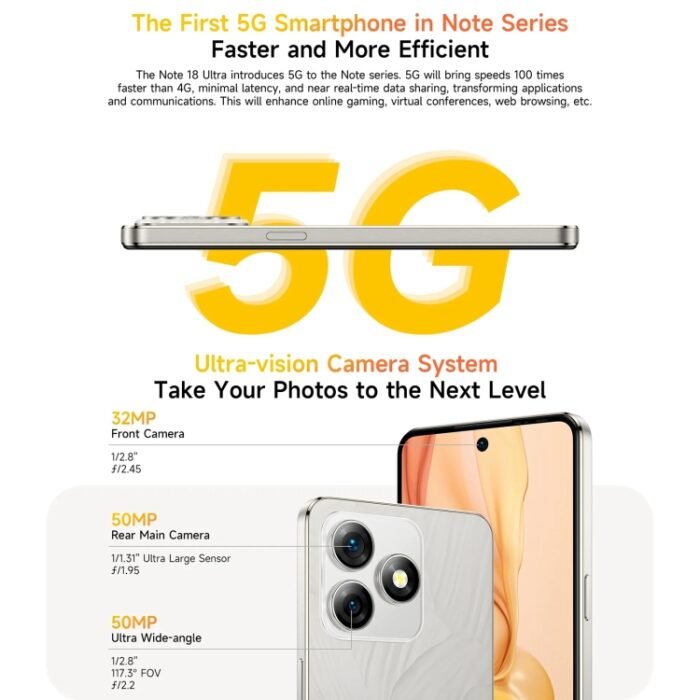 Ulefone Note 18 Ultra, Side Fingerprint, 6.78 inch Android 13 MediaTek Dimensity 720 5G MT6853 Octa Core 2.0GHz, NFC, Network: 5G, 6GB+256GB - Image 6