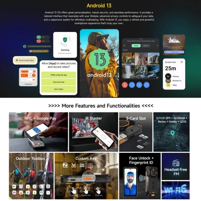 Ulefone Armor 26 Ultra Walkie-Talkie Version Rugged Phone, 6.78 inch Android 13 MediaTek Dimensity 8020 Octa Core, Network: 5G, NFC, 12GB+512GB Walkie-Talkie Version - Image 18