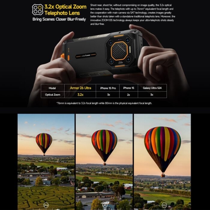 Ulefone Armor 26 Ultra Walkie-Talkie Version Rugged Phone, 6.78 inch Android 13 MediaTek Dimensity 8020 Octa Core, Network: 5G, NFC, 12GB+512GB Walkie-Talkie Version - Image 9