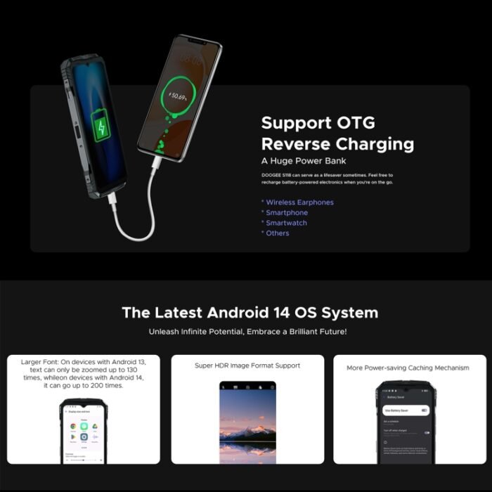 DOOGEE S118 Rugged Phone, 6.58 inch Android 14 MediaTek Helio G99 Octa Core, Network: 4G, OTG, NFC, 8GB+512GB - Image 16