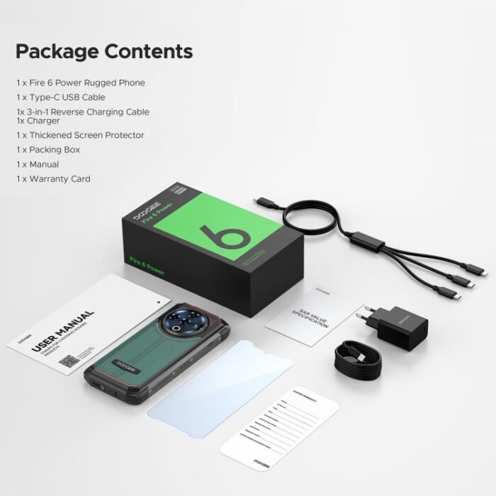 DOOGEE Fire 6 Power Rugged Phone, 8GB+256GB, 6.56 inch Android 14 Spreadtrum T606 Octa Core, Network: 4G, OTG, NFC - Image 9