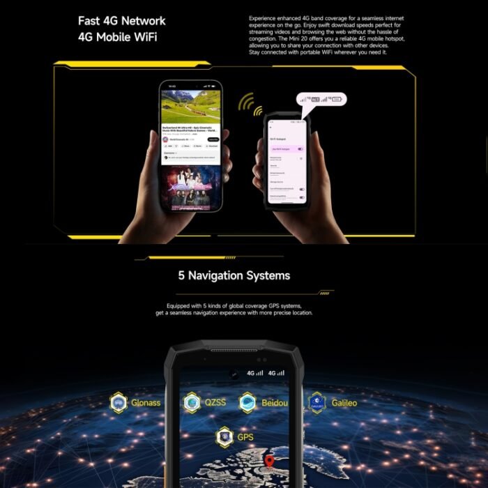 Ulefone Armor Mini 20, Night Vision, 8GB+256GB, IP68/IP69K Rugged Phone, 4.7 inch Android 14 MediaTek Dimensity 6300 Octa Core, Network: 4G, NFC, OTG, Armor Mini 20 - Image 8