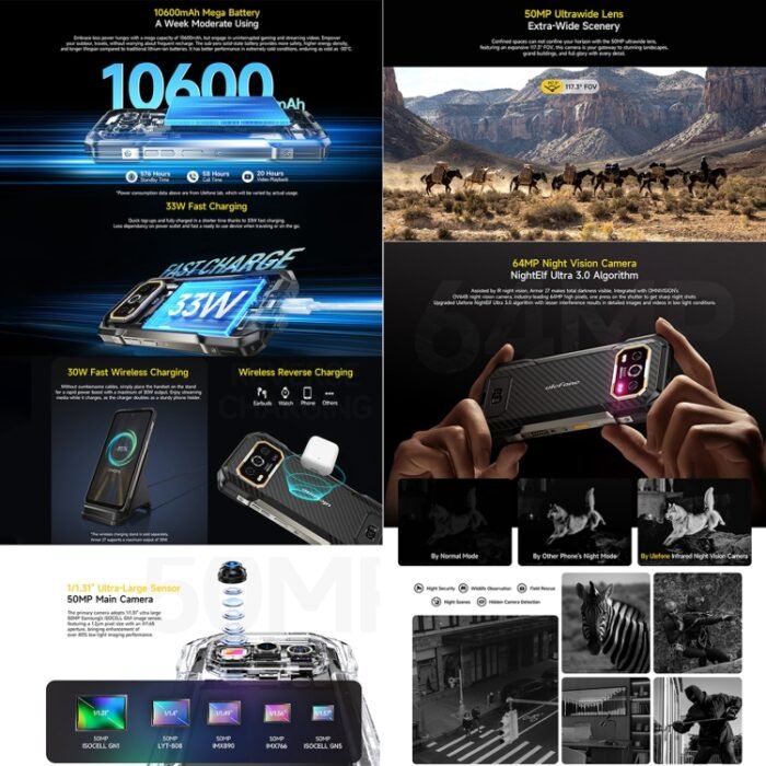 Ulefone Armor 27 Rugged Phone, 12GB+256GB, Night Vision, 10600mAh, 6.78 inch Android 14 MediaTek Helio G99 Octa Core, Network: 4G, NFC, OTG, Armor 27 - Image 4