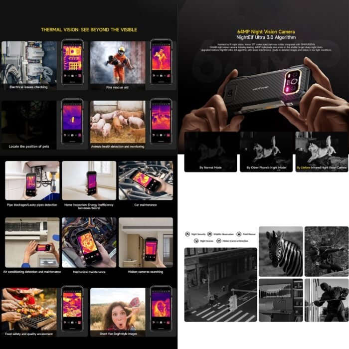 Ulefone Armor 27T Rugged Phone, 12GB+256GB, Thermal Imager, Night Vision, 10600mAh, 6.78 inch Android 14 MediaTek Helio G99 Octa Core, Network: 4G, NFC, OTG, Armor 27T - Image 4