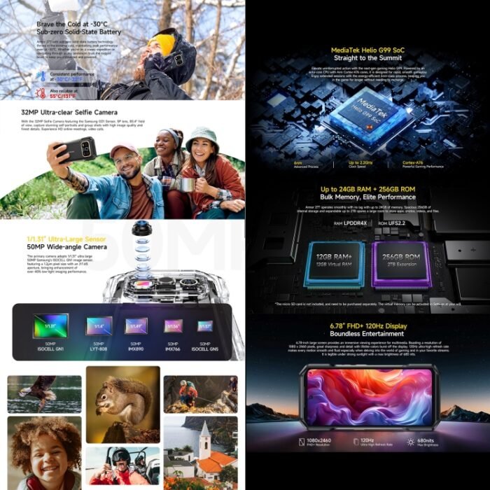 Ulefone Armor 27T Rugged Phone, 12GB+256GB, Thermal Imager, Night Vision, 10600mAh, 6.78 inch Android 14 MediaTek Helio G99 Octa Core, Network: 4G, NFC, OTG, Armor 27T - Image 6