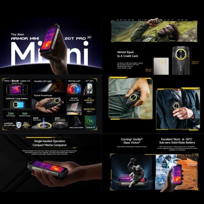 Ulefone Armor Mini 20T Pro, Thermal Imaging, 8GB+256GB, IP68/IP69K Rugged Phone, 4.7 inch Android 14 MediaTek Dimensity 6300 5G Octa Core, Network: 5G, NFC, OTG, Armor Mini 20T Pro - Image 3