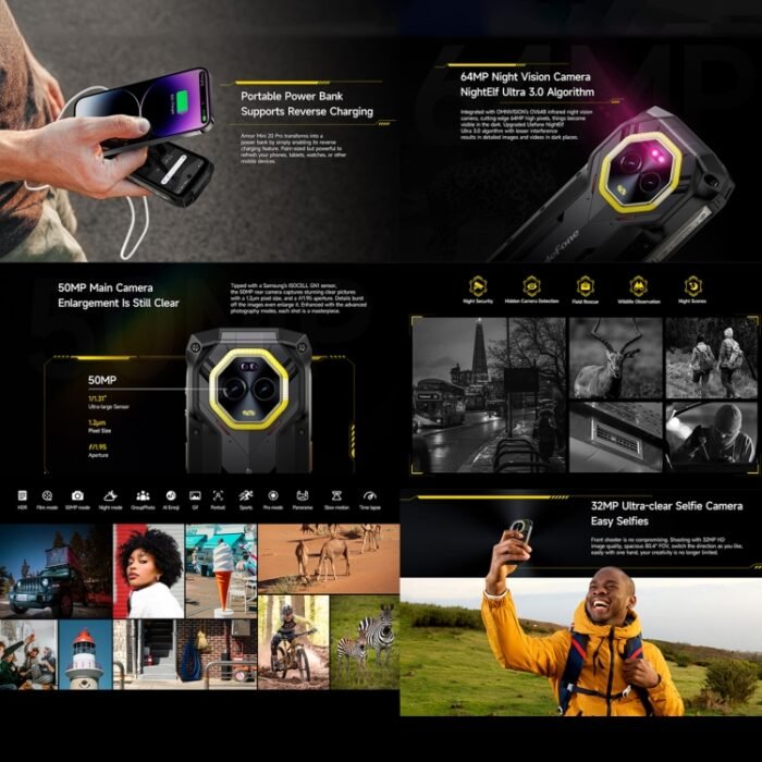 Ulefone Armor Mini 20 Pro, 8GB+256GB, IP68/IP69K Rugged Phone, 4.7 inch Android 14 MediaTek Dimensity 6300 5G Octa Core, Network: 5G, NFC, OTG, Armor Mini 20 Pro - Image 5