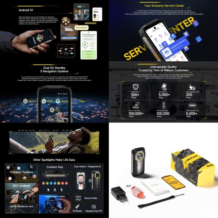 Ulefone Armor Mini 20 Pro, 8GB+256GB, IP68/IP69K Rugged Phone, 4.7 inch Android 14 MediaTek Dimensity 6300 5G Octa Core, Network: 5G, NFC, OTG, Armor Mini 20 Pro - Image 7