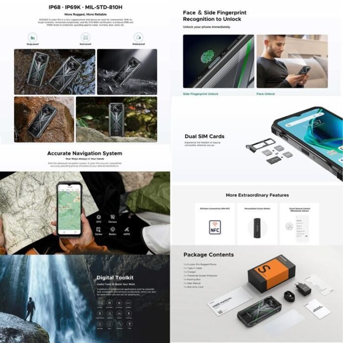 DOOGEE S Cyber Pro, Side Fingerprint, Night Vision, 12GB+512GB, 6.6 inch Android 14 Helio G100 Octa Core, Network: 4G, OTG, NFC - Image 17