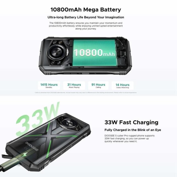 DOOGEE S Cyber Pro, Side Fingerprint, Night Vision, 12GB+512GB, 6.6 inch Android 14 Helio G100 Octa Core, Network: 4G, OTG, NFC - Image 8