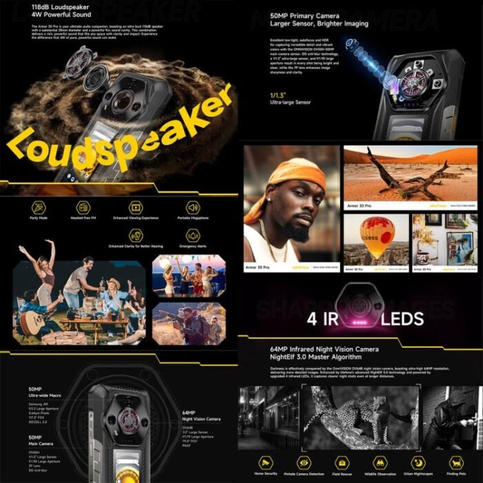 Ulefone Armor 30 Pro Rugged Phone, 16GB+512GB, Night Vision, 6.95 inch + 3.4 inch Dual Screen Android 14 MediaTek Dimensity 7300X Octa Core, Network: 5G, OTG, NFC - Image 7