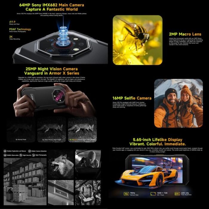 Ulefone Armor X32 Pro 5G, 8GB+256GB, Night Vision, IP68/IP69K Rugged Phone, 5.65 inch Android 14 MediaTek Dimensity 6300 Octa Core, Network: 5G, NFC, OTG, Armor X32 Pro 5G - Image 4