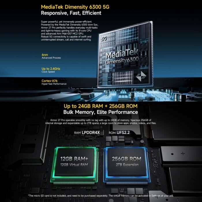 Ulefone Armor 27 Pro Rugged Phone, 12GB+256GB, Night Vision, 10600mAh, 6.78 inch Android 14 MediaTek Dimensity 6300 Octa Core, Network: 5G, NFC, Armor 27 Pro - Image 13