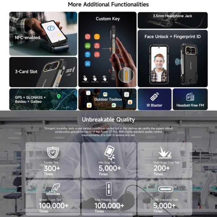 Ulefone Armor 27 Pro Rugged Phone, 12GB+256GB, Night Vision, 10600mAh, 6.78 inch Android 14 MediaTek Dimensity 6300 Octa Core, Network: 5G, NFC, Armor 27 Pro - Image 18