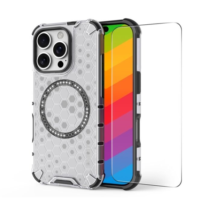 SYA002686201A.jpg ENKAY Hat-Prince Honeycomb MagSafe Shockproof Phone Case with Large Arc Edge Film, For iPhone 16 Pro Max, For iPhone 16 Pro, For iPhone 16 Plus, For iPhone 16 - Image 1